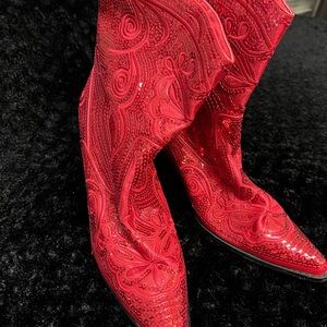 Red Helen Heart short boots size 10